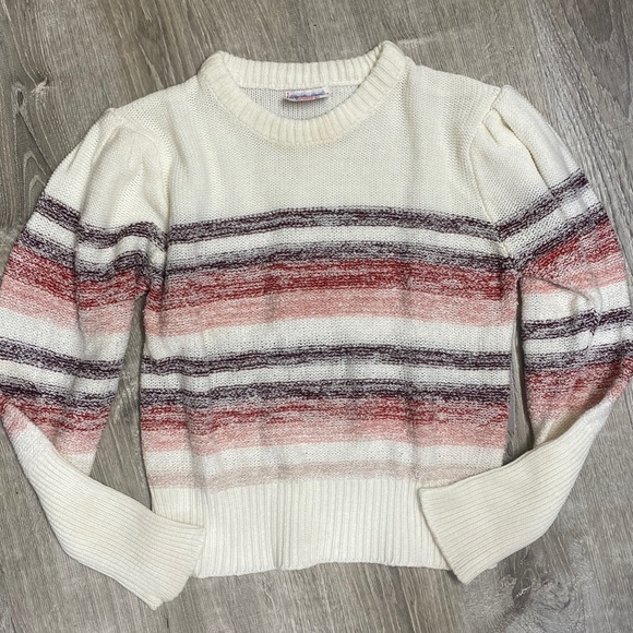 Vintage Sweaters - 70s VTG puff sleeve striped sweater